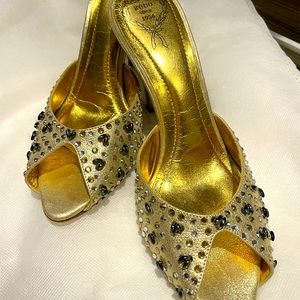 Great holiday mules with Swarovski crystals